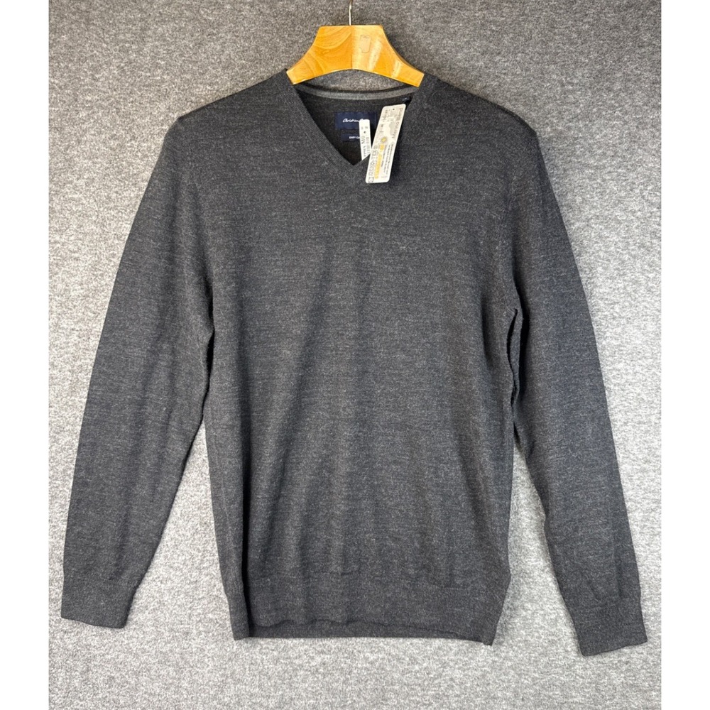 Christian Berg Dark Gray V-Neck Preppy Merino Wool Blend Sweater Mens Size S New